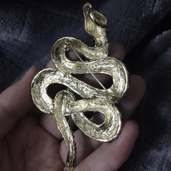 Giant Multi Plum and Pink Rhinestone Snake Serpent pin brooch - Picture 5 of 9